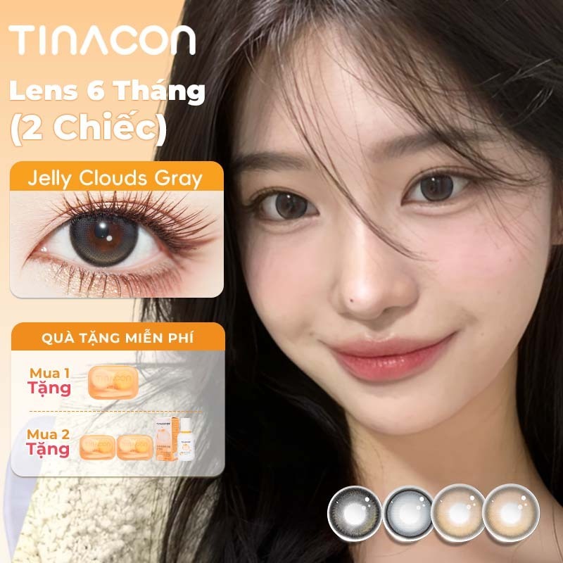 Kính áp tròng TINACON 1 cặp lens màu xám mắt tự nhiên DIA14.2-14.5mm kính áp tròng mắt búp bê dùng được 6 tháng