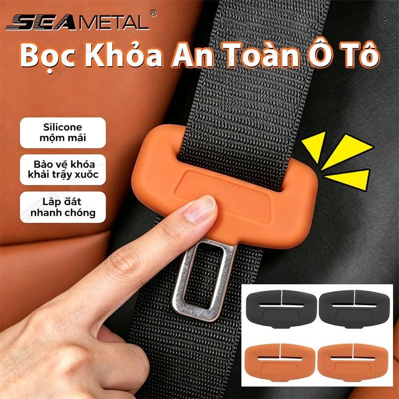 Bộ 2 Cái Bọc Khóa Dây An Toàn Ô Tô SEAMETAL - Silicone Mềm Chống Trầy Xước, Chống Ồn Va Chạm