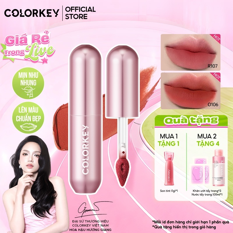 [MUA 1 TẶNG 1] Son Bùn Lì Mịn Dễ Tán COLORKEY, Không Khô Môi, Che Phũ Rảnh Môi 2g