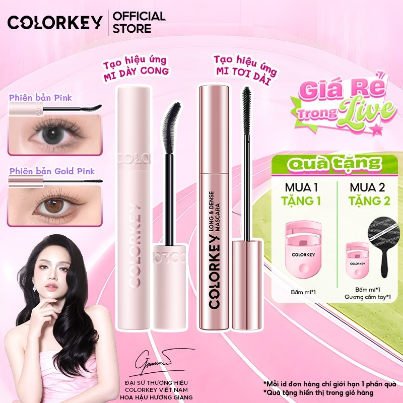 Mascara COLORKEY Chuốt Mi Dài Tơi Tự Nhiên, Cong Mi, Kháng Nước Lâu Trôi 24H