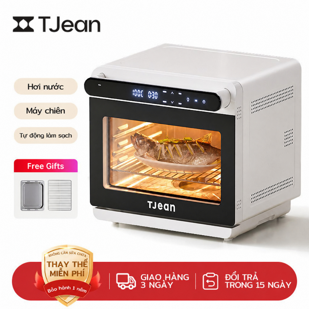 【Live Exclusive】TJean Lò nướng hơi nước  24L Nồi chiên không khí đa chức năng Máy hấp điện đa chế độ