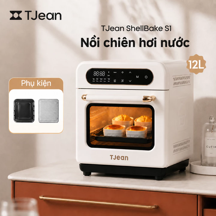 TJean lò nướng hơi nước không dầu 12L steam oven lò nướng Nồi Hấp Điện đa chế độ nấu cài sẵn(12 tháng)
