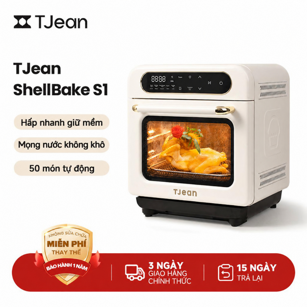 【Live Exclusive】TJean lò nướng hơi nước  không dầu  12L steam oven (12 tháng)