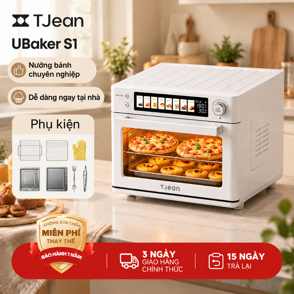 TJean Lò nướng hơi nước  UBaker S1  22L - Kiểm soát nhiệt độ chính xác – Làm bánh dễ dàng hơn(12 tháng)