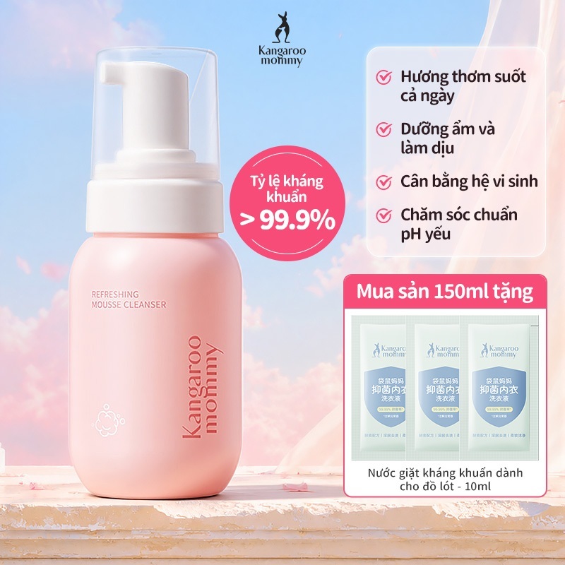 Bọt vệ sinh phụ nữ Kangaroo Mommy – Làm sạch dịu nhẹ, không gây kích ứng, đồng thời dưỡng ẩm và làm dịu da.