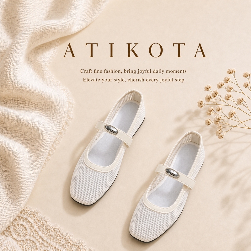 Atikota Thoáng Khí Rỗng Ra Đầu Vuông Slip On Giày Nhẹ Thoải Mái Mary Janes Dành Cho Nữ