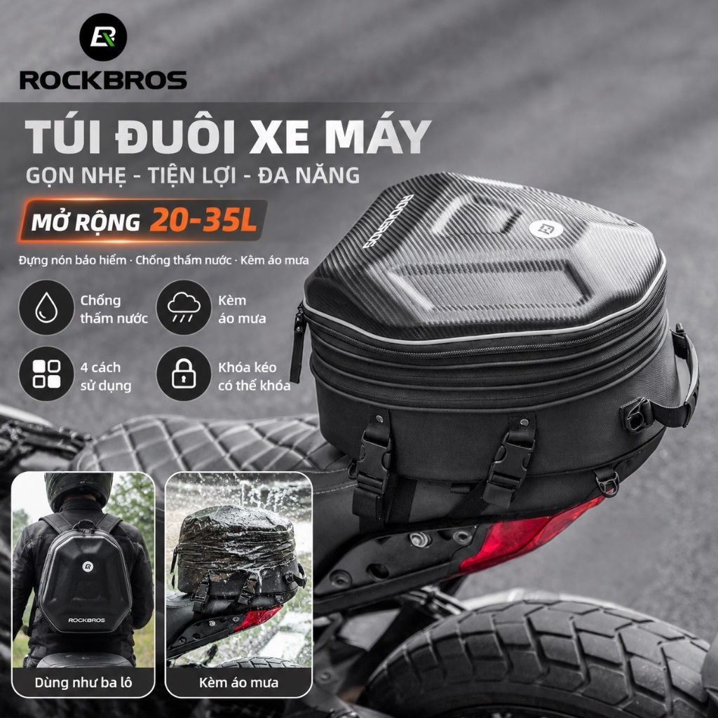【Giao hàng 3 ngày】ROCKBROS Balo Túi Đựng Mũ Bảo Hiểm Xe Máy - Phụ Kiện Xe Đa Năng Tiện Dụng 20-35L