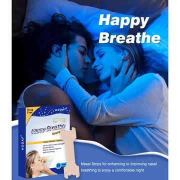 Happy Breathe Dải mũi 2 hộp, Miếng dán mũi thở dùng một lần để ngủ ngáy & mũi nhồi bông, 30 dải / hộp, Tổng cộng 60 chiếc