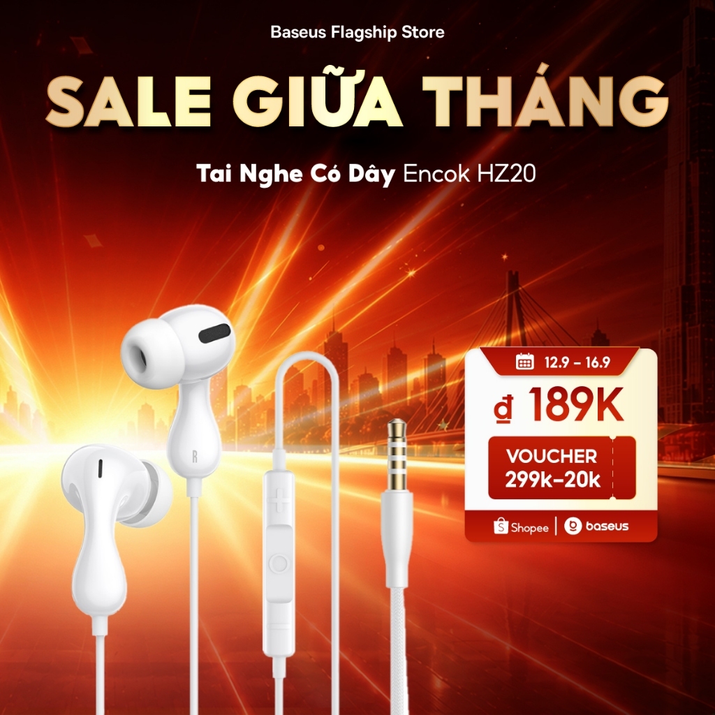 Tai nghe có dây trong tai Baseus Encok CZ20 / HZ20 Jack Type-C có Mic