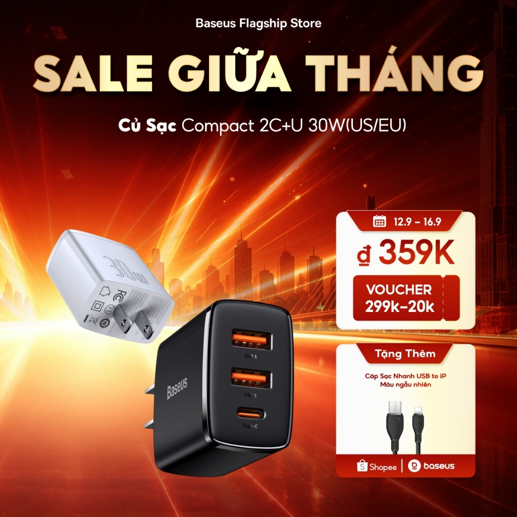 Baseus Bộ Sạc Nhanh 30w pd Cổng usb type c