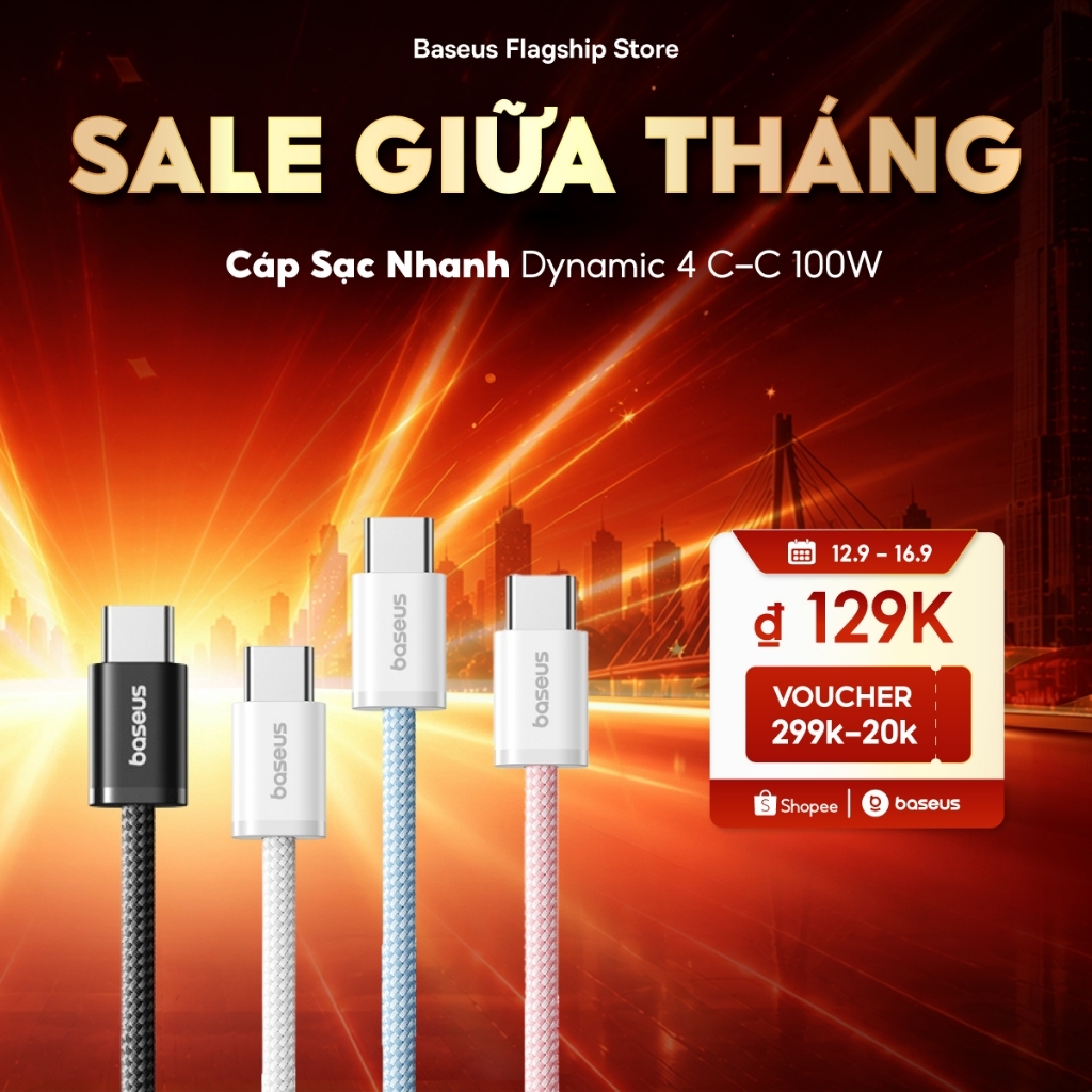 Cáp Baseus 100W PD USB C sang USB Type C cho Macbook Pro iPad Xiaomi Samsung