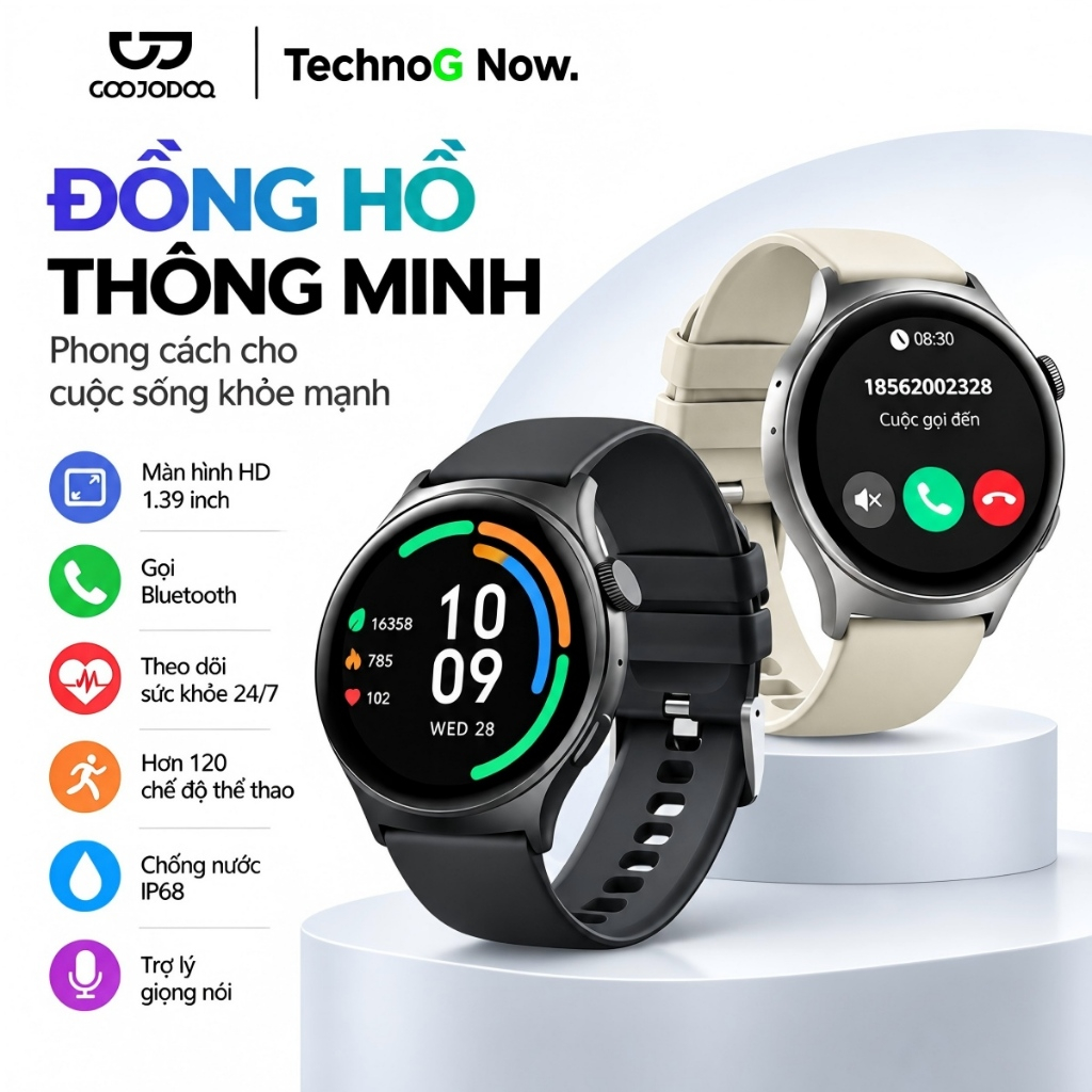 GOOJODOQ Đồng hồ thông minh chống nước FB060 IP68 Hợp kim kẽm 3D Năng động Giám sát sức khỏe toàn diện Trợ lý giọng nói thông minh