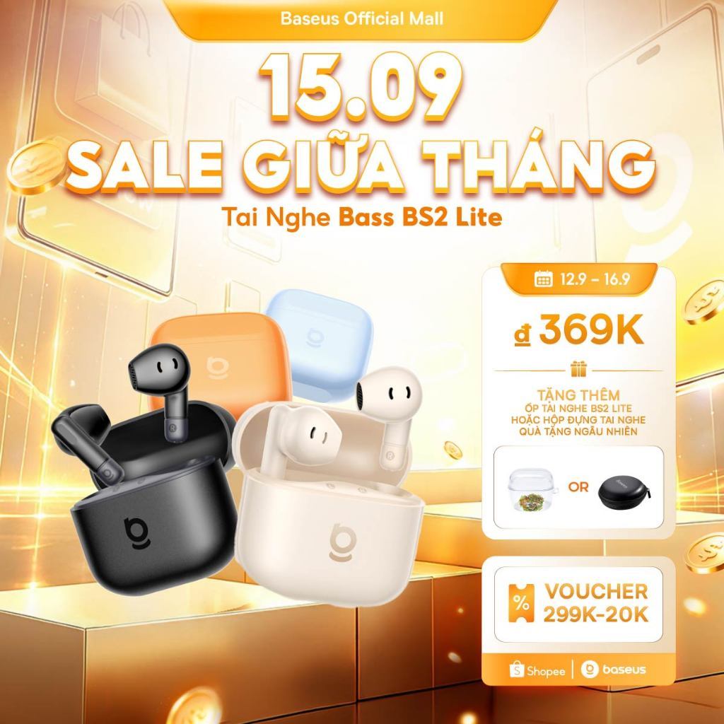 Tai Nghe Bass BS2 Lite Baseus Tăng cường âm trầm 40 giờ sử dụng khi dùng cùng hộp sạc Đàm thoại rõ nét với micro kép Al Bluetooth 6.0
