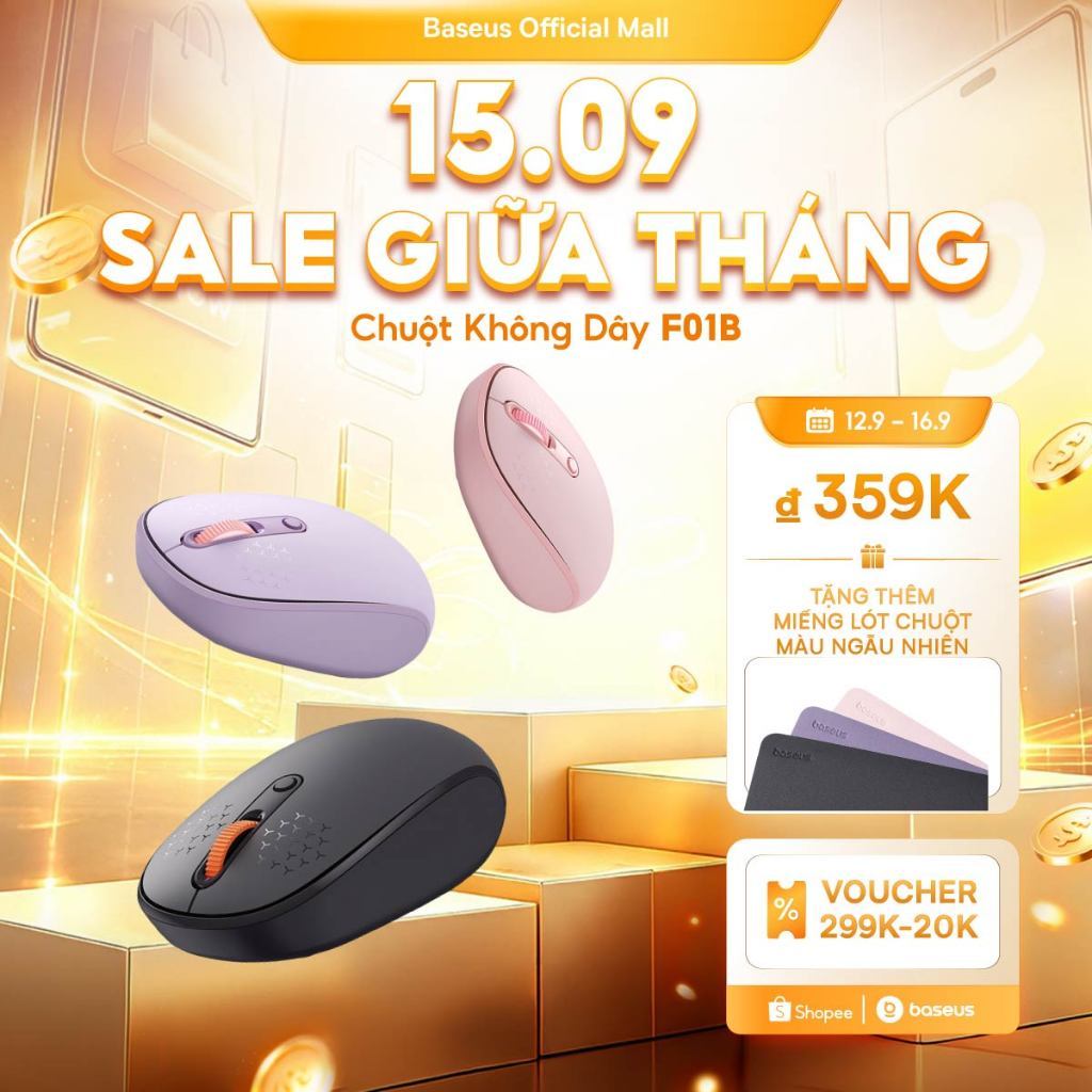 Chuột Không Dây F01B Baseus Thiết Kế Ôm Tay, Nhỏ Gọn Tinh Tế Kết Nối Ba Chế Độ Nhẹ Và Nhỏ Gọn