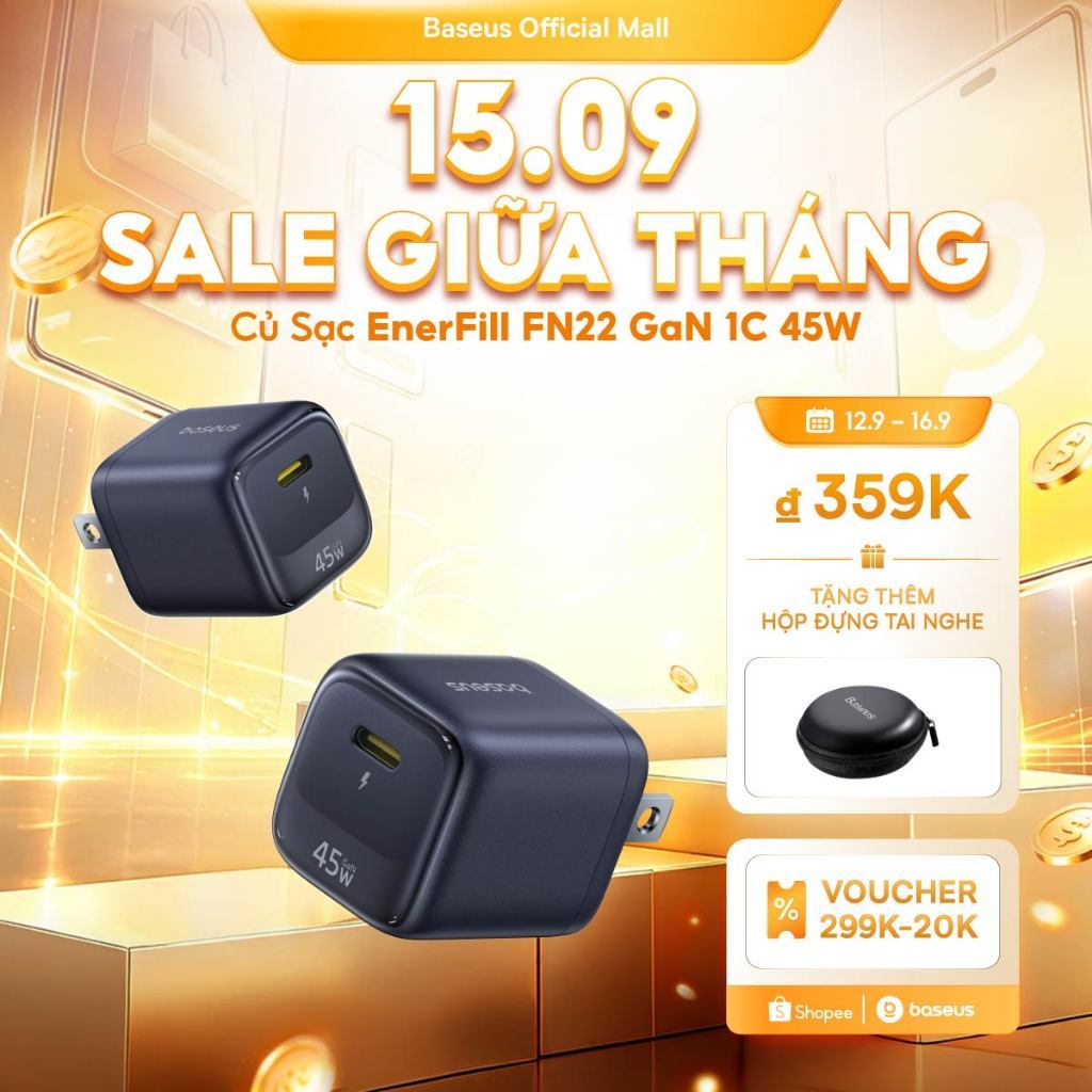 Bộ sạc nhanh Baseus EnerFill FN22 1C 45W Sạc nhanh