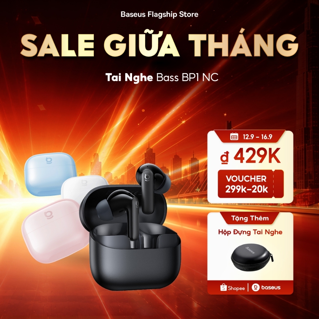 [Hàng mới về] Tai nghe chống ồn Baseus Bass BP1 NC Super Bass Bluetooth 6.0 41H Tuổi thọ pin dài