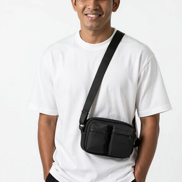 Túi đeo chéo nam Nylon đen Túi đeo chéo Mini hợp thời trang Túi đeo vai thông thường Túi đeo ngực Túi đeo chéo nhỏ Túi đeo chéo chống nước để đi làm, du lịch ngoài trời hàng ngày