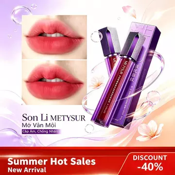 Son kem lì không dính ly METYSUR | 2 màu hot đỏ thanh lịch + hồng trà không trôi màu không khô môi