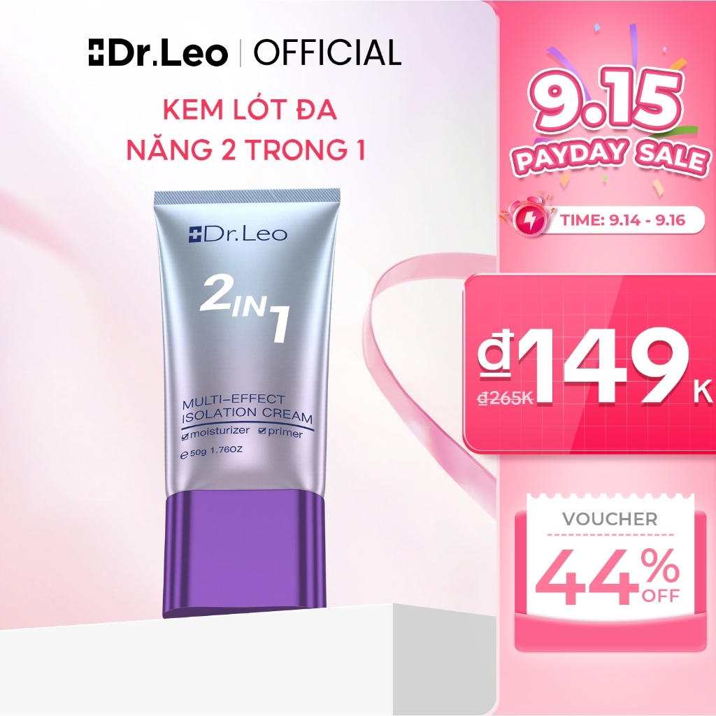 Kem Lót Tím Dr.Leo 2 Trong 1 Kem Lười Dưỡng Ẩm Makeup Nâng Tông Tự Nhiên, Giữ Nền Lâu Trôi 50g