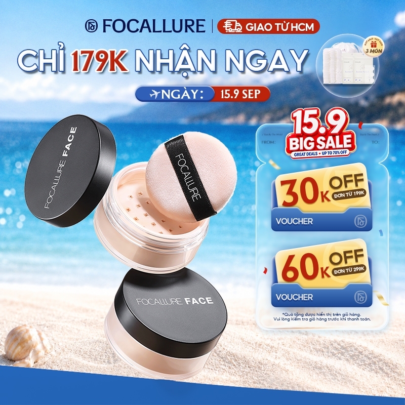 Phấn phủ FOCALLURE 3 màu sắc tùy chọn trang điểm nền thời trang 7g