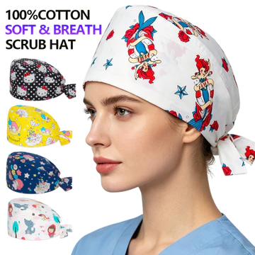 Hoạt Hình Chà Mũ Phẫu Thuật Mũ Y Tá Mũ Y Tế Unisex Có Thể Tái Sử Dụng Có Thể Điều Chỉnh Một Kích Thước Bác Sĩ Nha Sĩ Phòng Khám Bệnh Viện