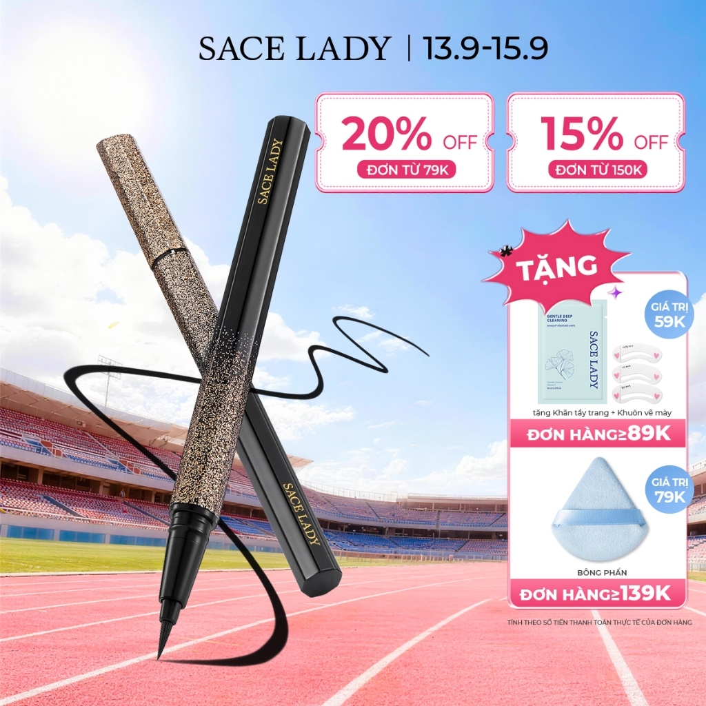 Bút Kẻ Mắt SACE LADY Dạng Lỏng Lâu Trôi Không Thấm Nước Nhanh khô Trang Diểm Mắt 0.7g