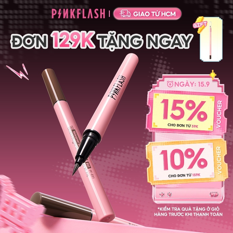 Bút kẻ mắt Pinkflash dạng lỏng nhanh khô màu đen màu nâu chất lì chống nước lâu trôi 30g