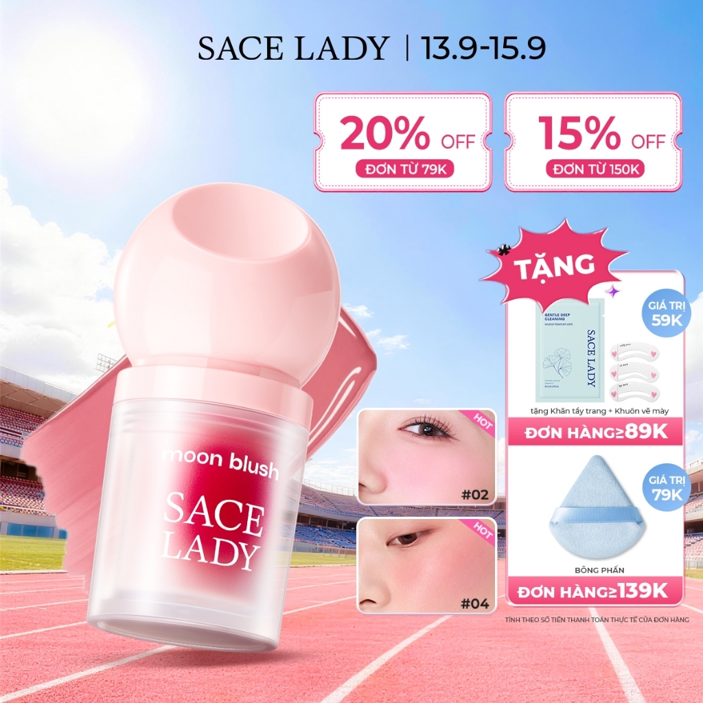 kem má hồng lười SACE LADY, lâu trôi, không thấm nước, dễ áp dụng, đa năng để trang điểm mặt 3.8g