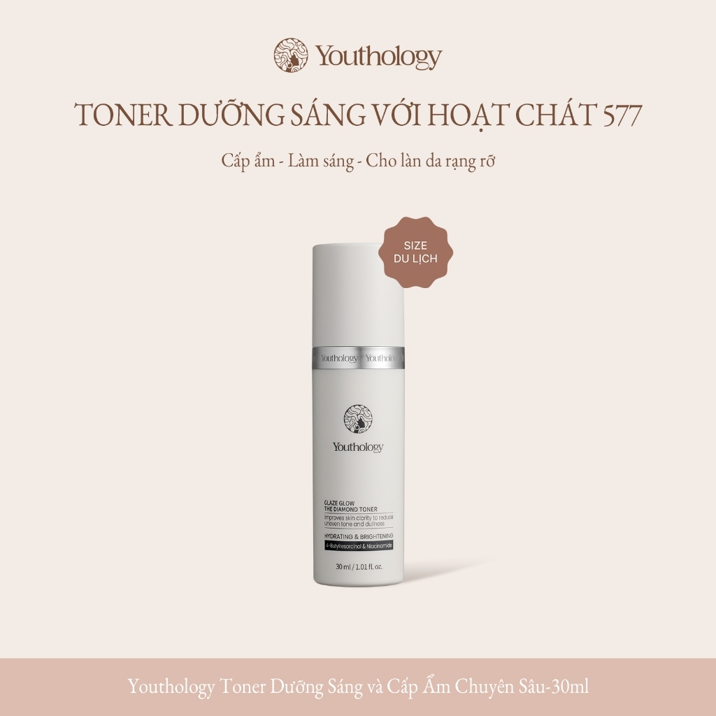 Youthology Cellglow Toner Dưỡng Trắng 30ml - Cấp Ẩm, Làm Sáng Da, Hỗ Trợ Mờ Thâm & Đều Màu Da