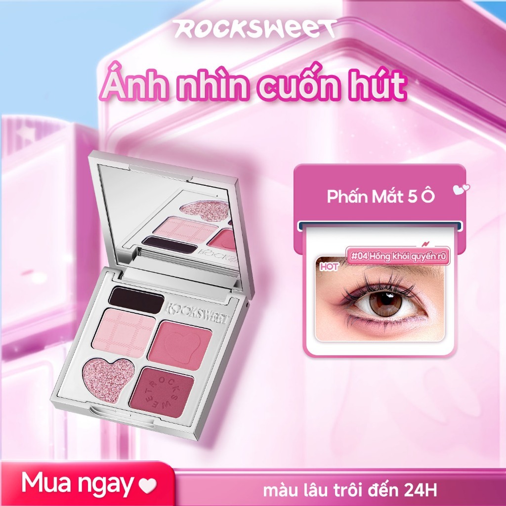Rocksweet RS Bảng Mắt & Chân Mày 5 Màu - Trang Điểm Mắt Đa Năng 5g