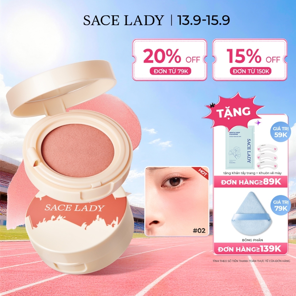 Phấn Má Hồng SACE LADY Màu Sắc Lâu Trôi Đa Năng Kết Cấu Mượt Mà Tự Nhiên Trang Điểm