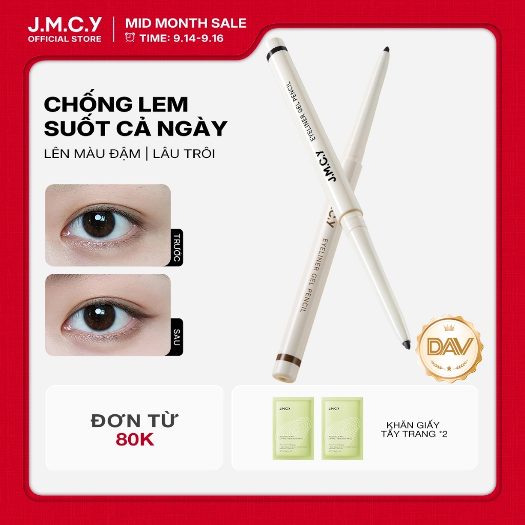 JMCY Bút Kẻ Mắt Gel Chống Nước Giữ Màu 24h Không Lem Trôi Chống Dầu Siêu Mượt Nhanh Khô Dễ Sử Dụng