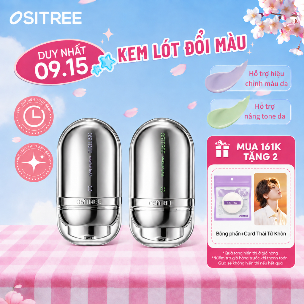 Ositree Kem lót 2.0 nâng tone tự nhiên đều màu da kiềm dầu lâu trôi kem lót phù hợp da nhạy cảm 25g