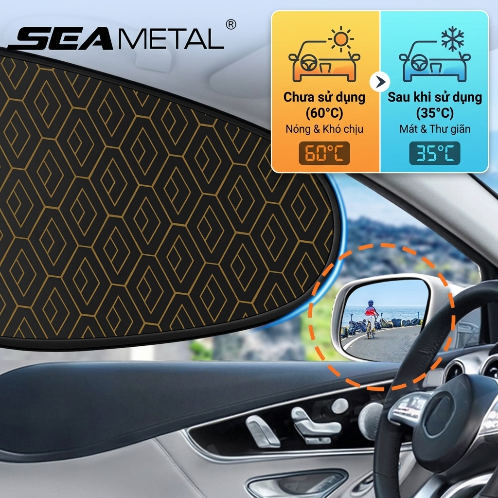Rèm Che Nắng Cửa Sổ Ô Tô Cách Nhiệt SEAMETAL Chống Tia UV, Bảo Vệ Riêng Tư Cao Cấp, Có Thể Gập Lại (Phù Hợp Mọi Dòng Xe)