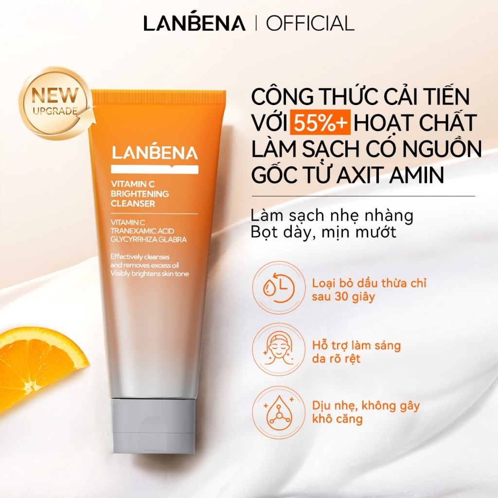 LANBENA SỮA RỬA MẶT - Kiểm Soát Dầu Nhờn, Làm Sạch Dịu Nhẹ, Lỗ Chân Lông Sạch Sẽ, Da Sáng Khỏe Mỗi Ngày Skincare