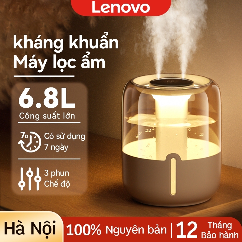 Máy tạo độ ẩm phun kép 6.8L máy tạo độ ẩm không khí công suất lớn, màn hình LED hiển thị nhiệt độ có đèn ngủ