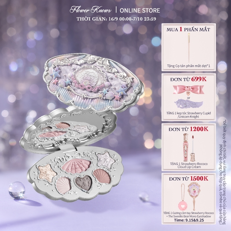 Phấn Mắt Flower Knows Shell 's Jewel Collection Bảng trang điểm 6 màu 6.5g