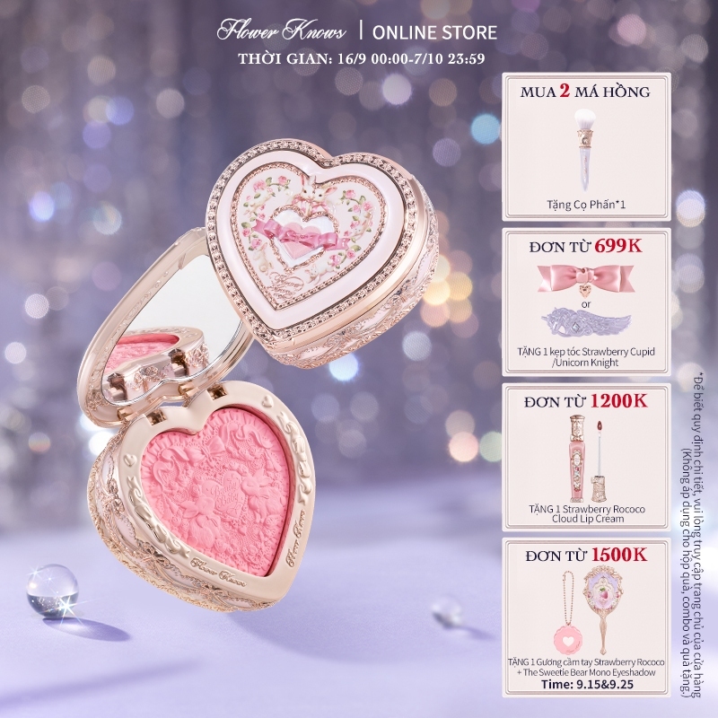 Phấn Má Hồng Flower Knows Bunny Garden Bộ sưu tập Blush Sáng Tự Nhiên Xả Lâu Dài Mềm 5g