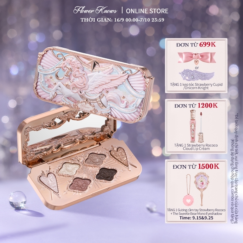 Bộ sưu tập Flower Knows Knight Unicorn Bảng trang điểm Satin 6 màu