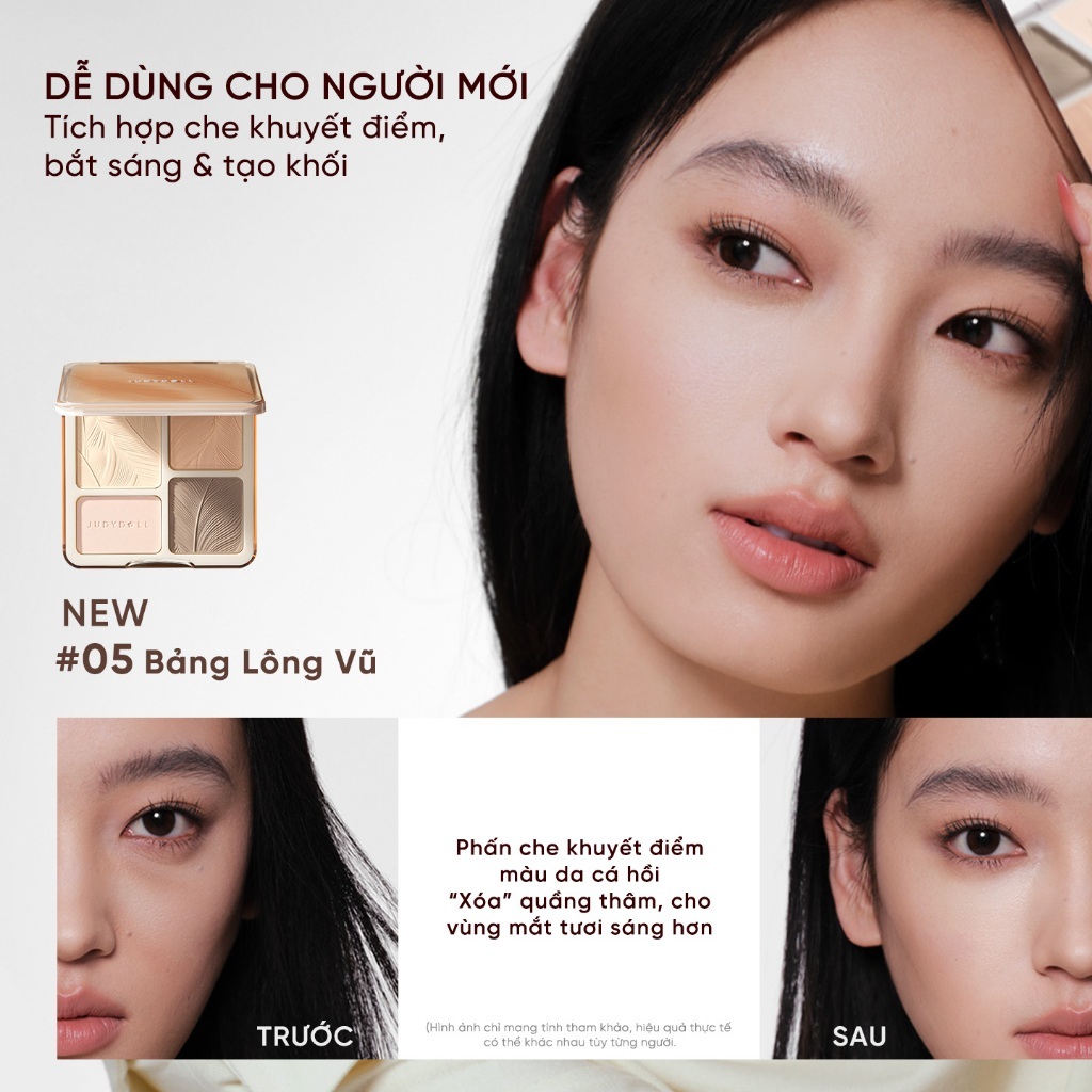 Bảng Phấn Tạo Khối Bắt Sáng 4 Ô JUDYDOLL Highlight & Contour Palette Mỏng Mịn Dễ tán Chuẩn màu 3D Lâu trôi 9g | BigBuy360 - bigbuy360.vn