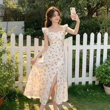 đầm body đi biển tiểu thư dáng dài đầm nữ sang chảnh đầm thức babydoll xinh xanh lá hoa nhí mùa hè