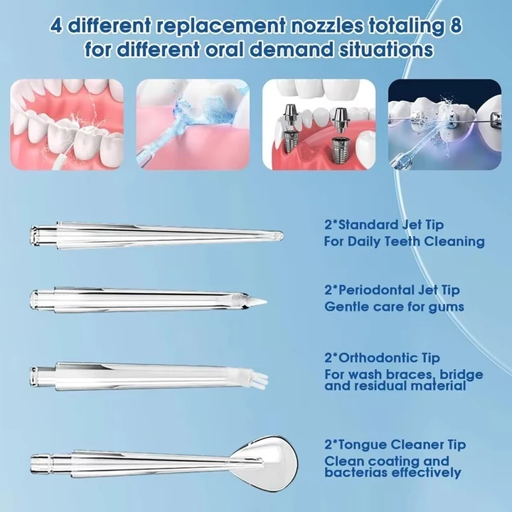 Dụng cụ nha khoa nước điện thông minh, loại bỏ mùi hôi miệng, dụng cụ nha khoa chống nước IPX7 Máy tăm nước nha khoa cầm tay, máy làm sạch kẽ răng, má – 4
