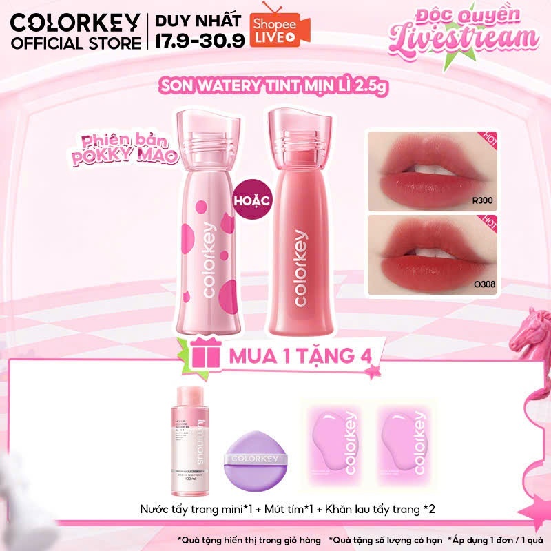 [LIVE - MUA 1 TẶNG 4] Son COLORKEY Watery Tint Phiên Bản Mới - Bền Màu Lâu Trôi, Dưỡng Ẩm Nhẹ Môi, Không Dính Cốc 2.5g | BigBuy360 - bigbuy360.vn