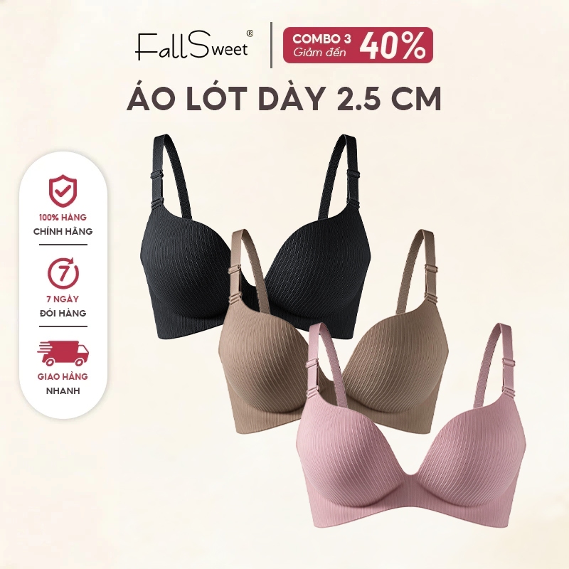 FallSweet Combo 3 Cốc Dày Push Up Áo Ngực Cho Nữ Không Dây Nâng Tay Ngực Tạo Rãnh Bralette