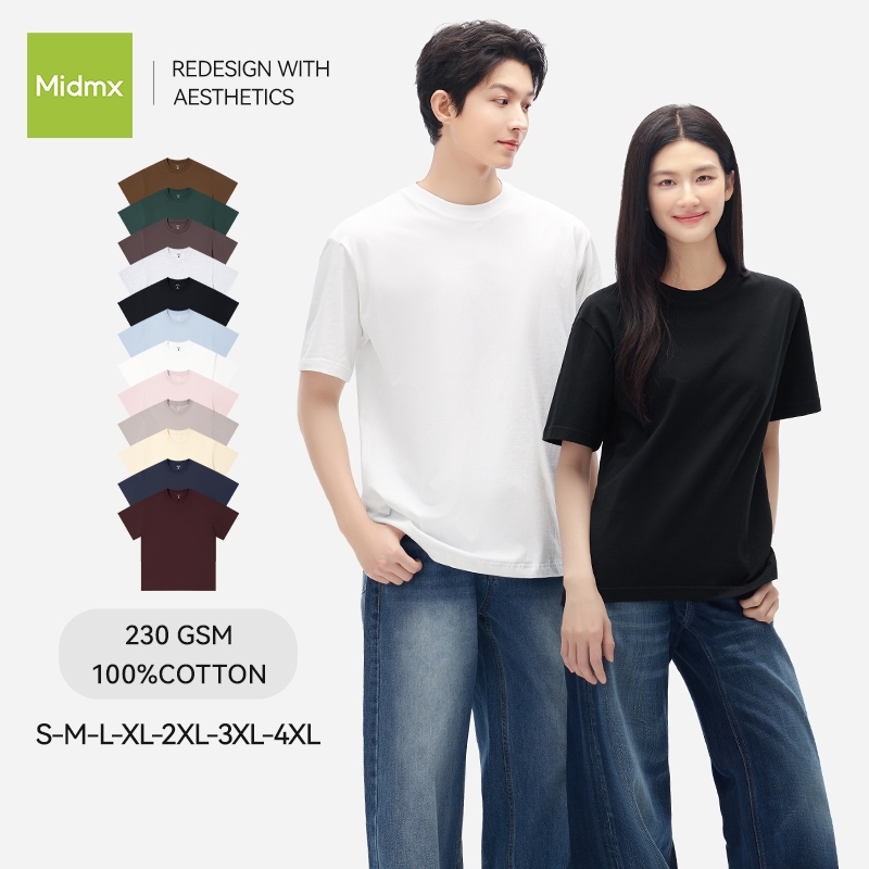 Áo Phông Nam Nữ Unisex Form Rộng form rộng 230gsm Form Rộng Cổ Tròn Unisex Nam Nữ Basic