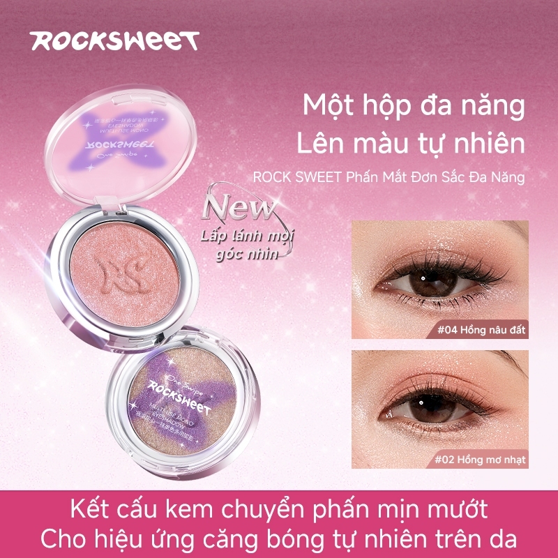 【NEW】ROCKSWEET Phấn Mắt Đơn Sắc Đa Năng 2.8g - Một hộp đa năng Lên màu tự nhiên