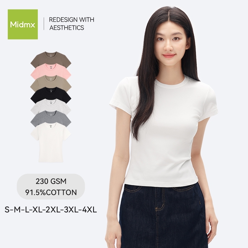 Áo thun nữ form ôm Babytee Midmx Áo Thun Nữ Ôm nữ Ôm Body Cổ Tròn Basic