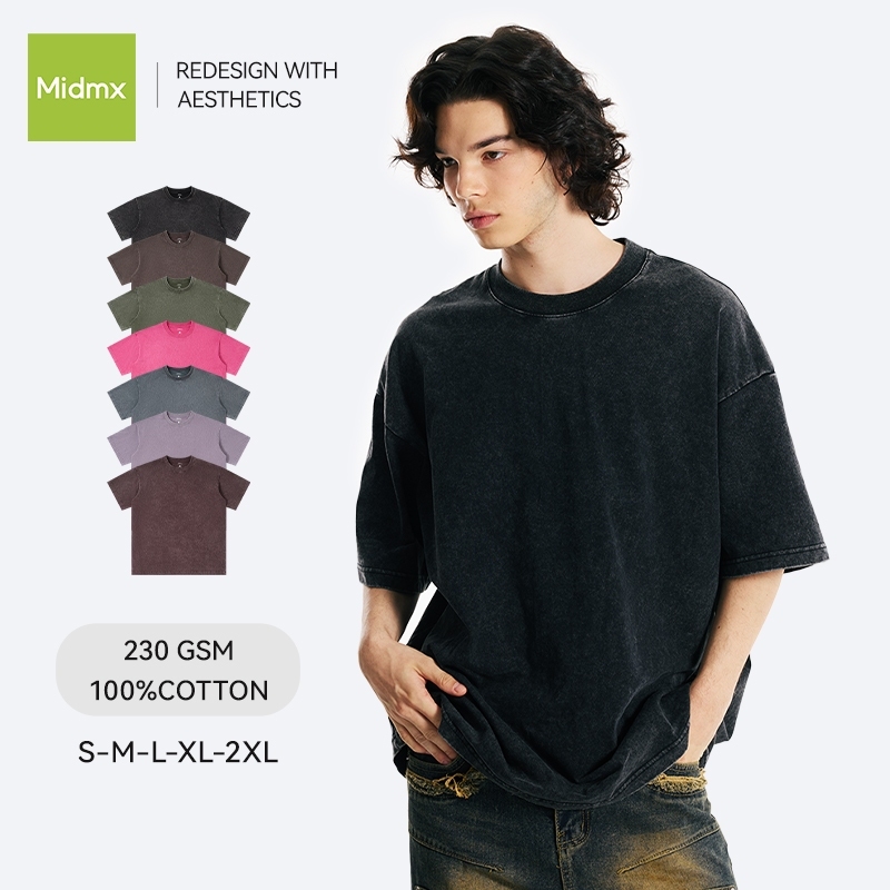 rộng vintage unisex Wash loang trơn nam nữ tay lỡ oversize form rộng 8 màu  Midmx local brand