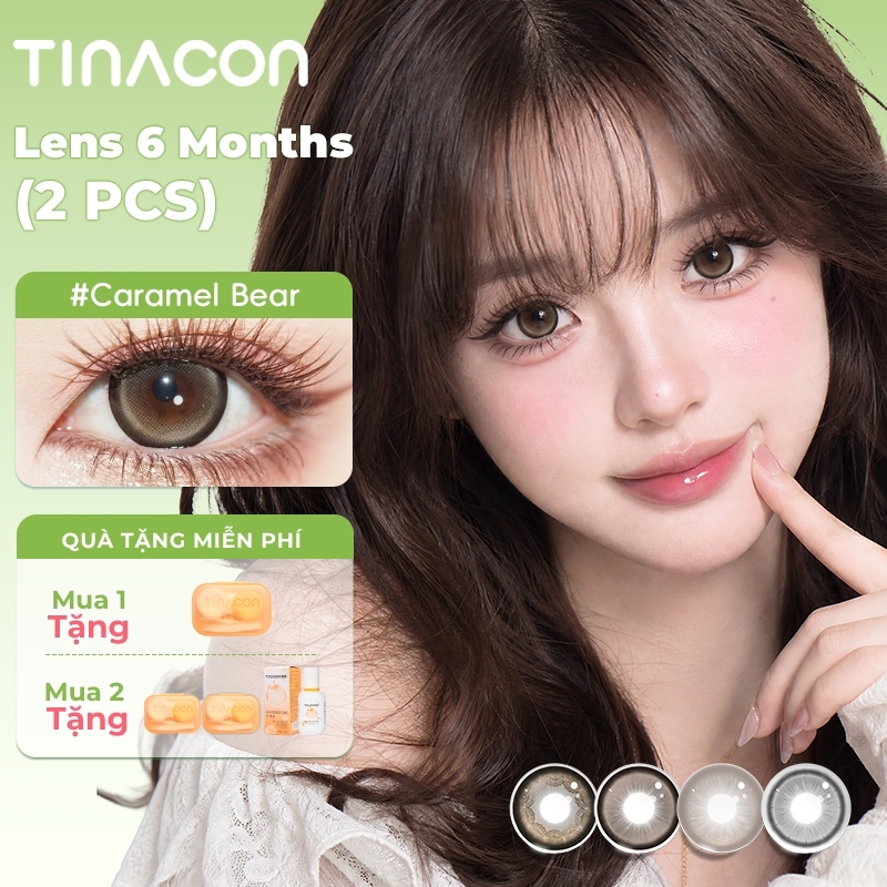 Kính áp tròng TINACON 14.2 - 14.5mm, Lens cận Black Gray Brown, Hạn dùng 6 tháng (0-800 độ) - Tặng khay đựng