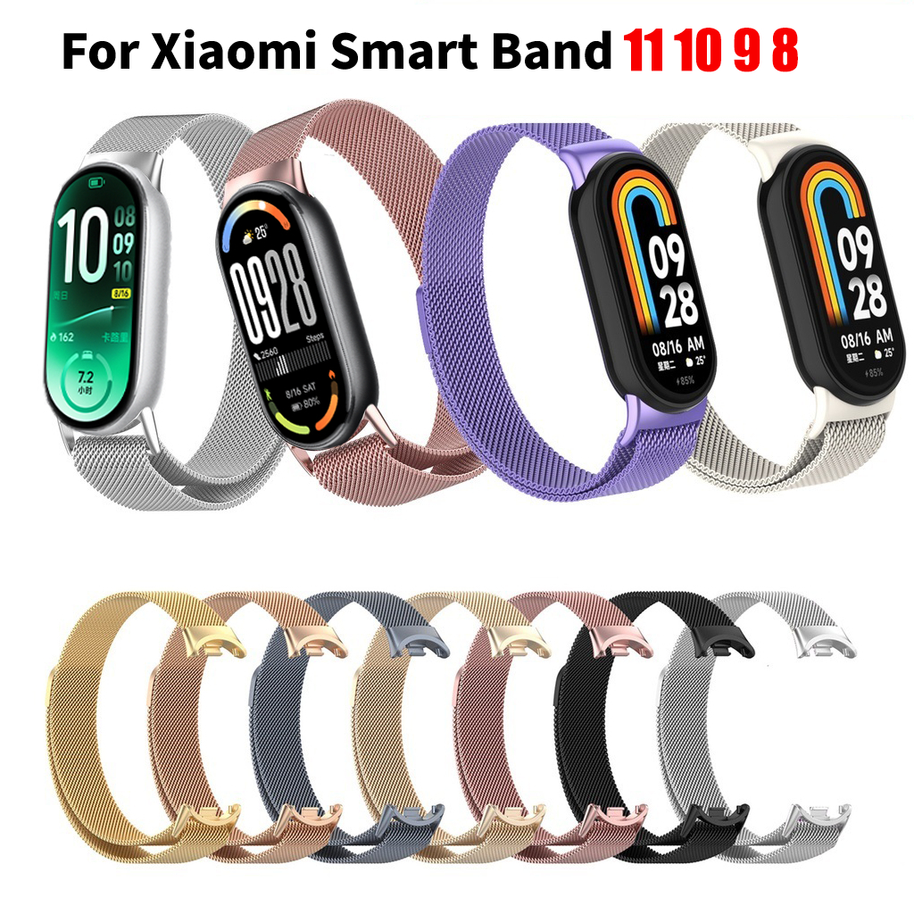 Thích hợp cho Xiaomi Smart Band 11 10 9 8 NFC Dây đeo Miband Milanese bằng thép không gỉ